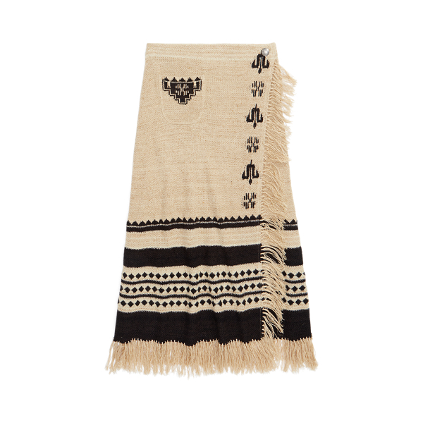 Jupe portefeuille frangée en jacquard