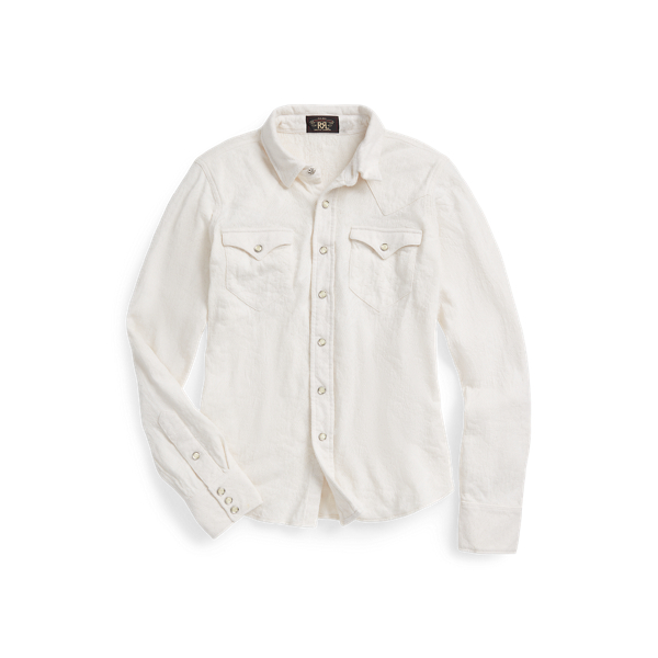 Chemise Western Hobby Horse Show Medium Femme - Blanche Nacrée, Zippée, Texturée