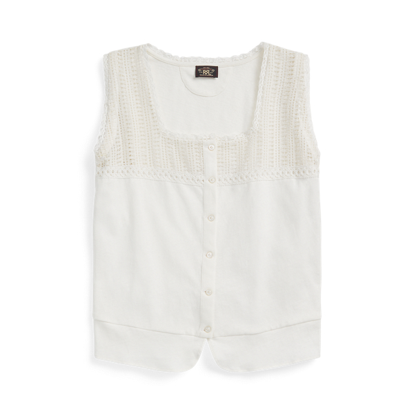 Caraco en lin et coton bordé de dentelle
