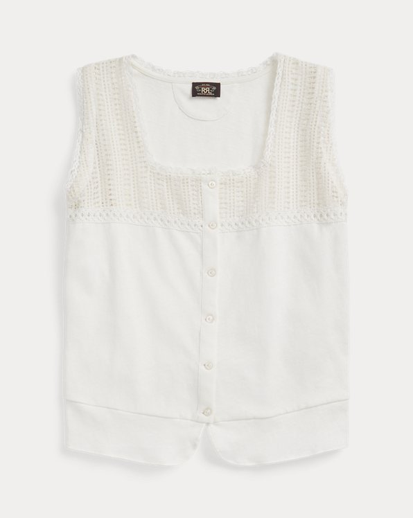 Lace-Trim Linen-Cotton Jersey Camisole