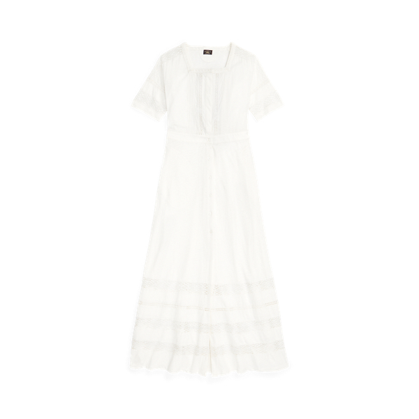 Robe en lin et coton bordée de dentelle