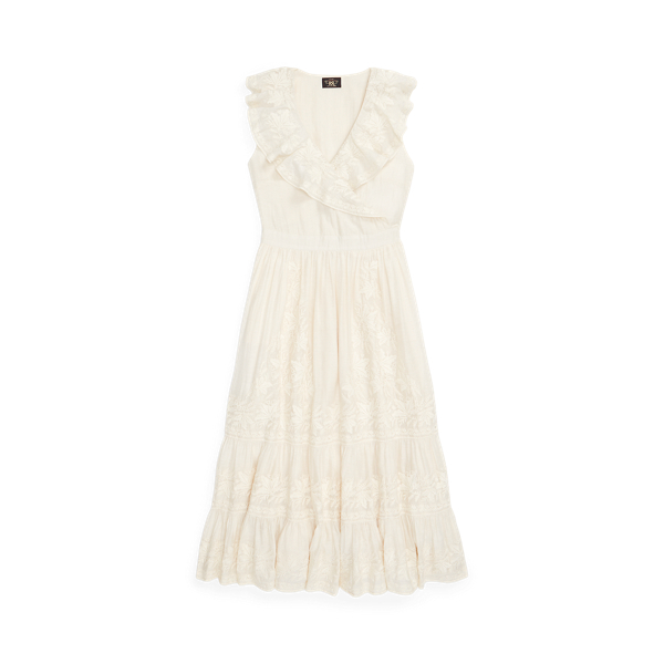 Robe brodée en coton et soie
