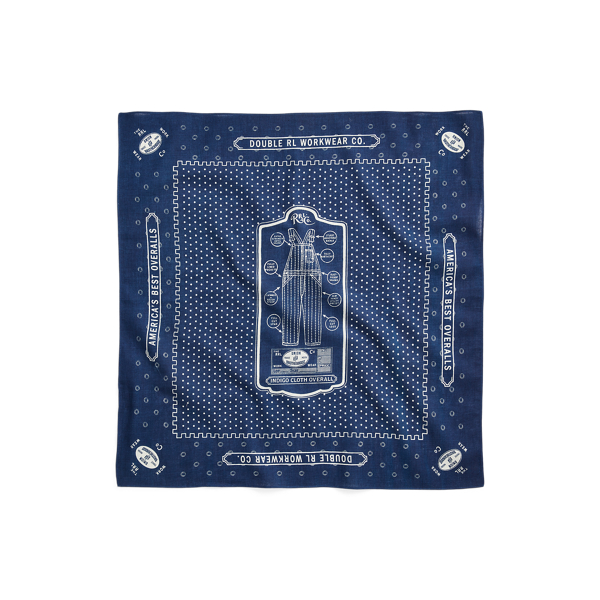 Bandana de algodão índigo com gráfico