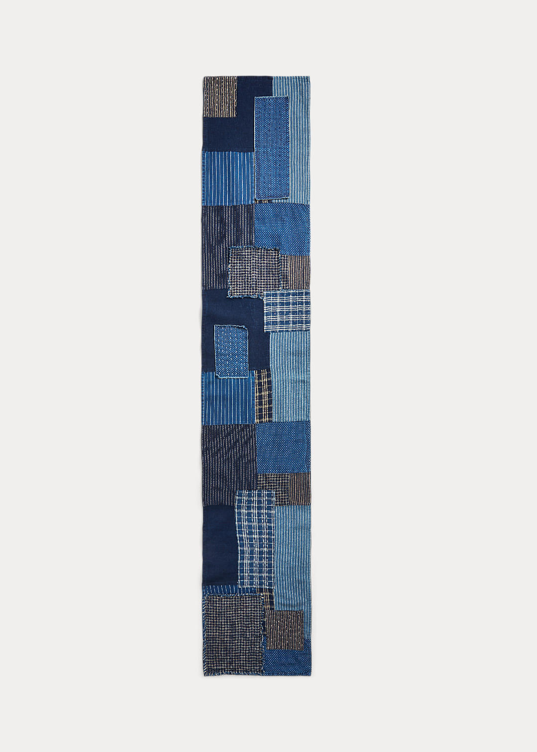 RRL Indigo katoen-linnen sjaal met patchwork 3