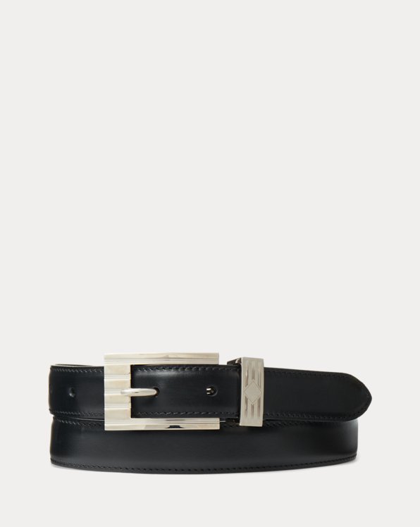Fluted-Buckle Leather Belt