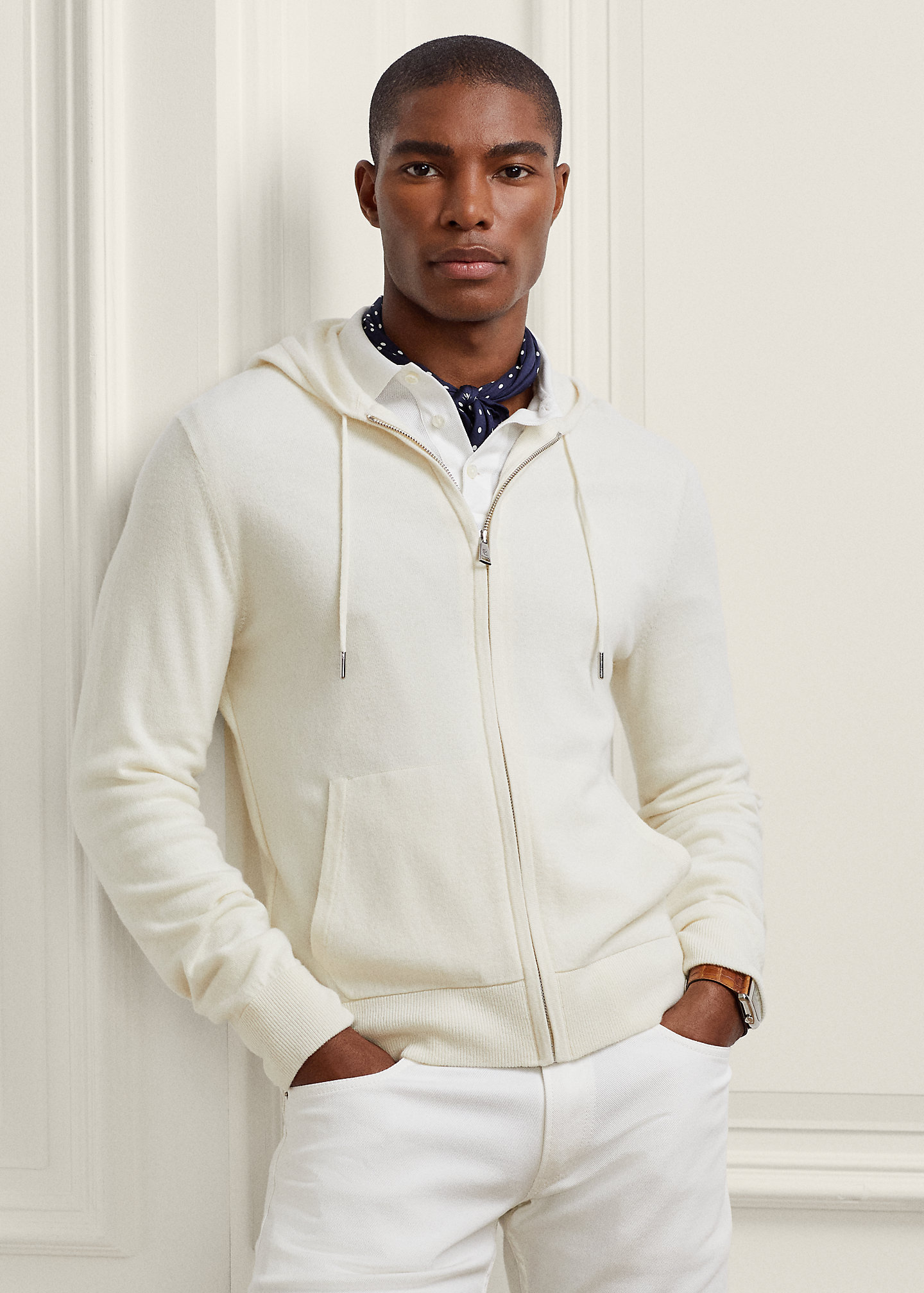 Wool-Cashmere Hooded Full-Zip Sweater