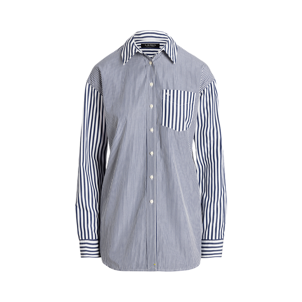 Chemise en popeline de coton rayée