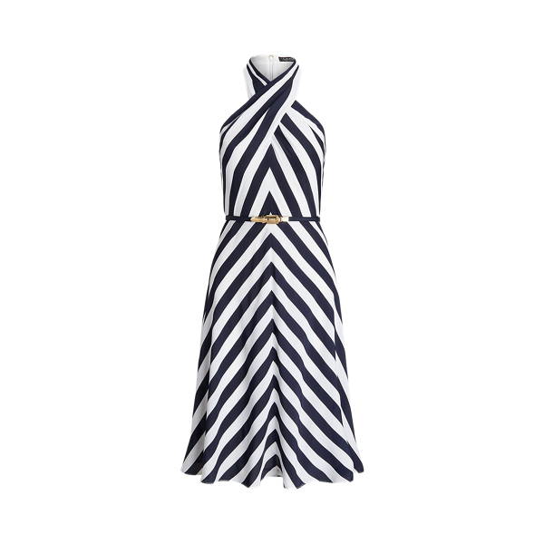 Robe dos nu rayée en crêpe
