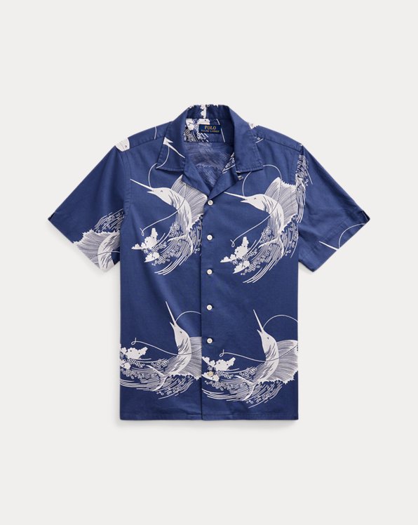 Classic Fit Sailfish-Print Camp Shirt