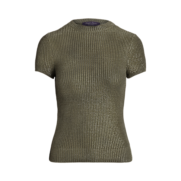Lacquered Silk Short-Sleeve Jumper