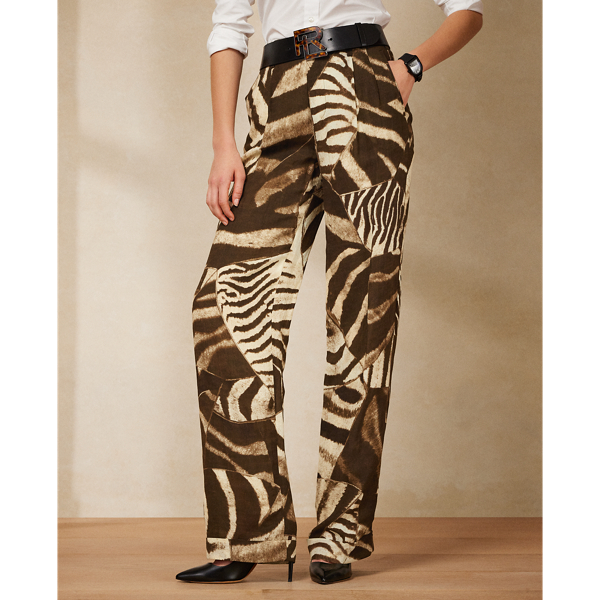 Ralph Lauren Collection Stamford ZebraPrint Linen Voile Pant 3