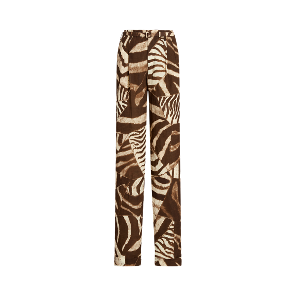 Stamford Zebra-Print Linen Voile Trouser