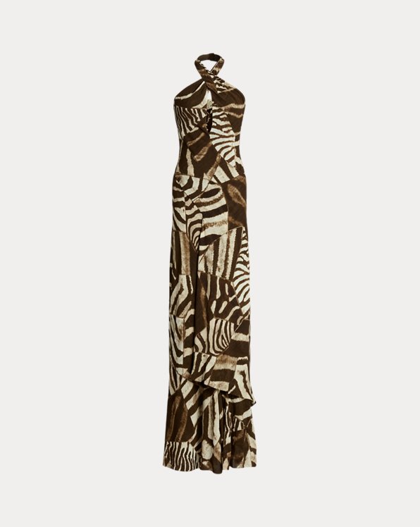 Niccola Zebra-Print Evening Dress