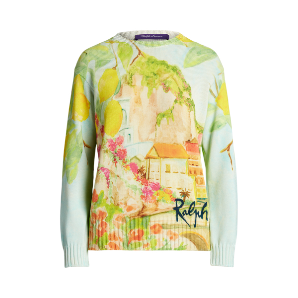 Print Cotton Crewneck Jumper
