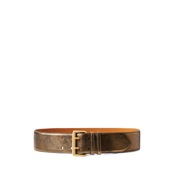Metallic Calfskin Double-Prong Belt