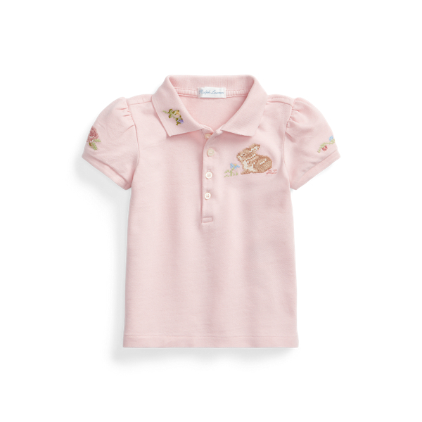 Polo en coton piqué stretch avec lapin