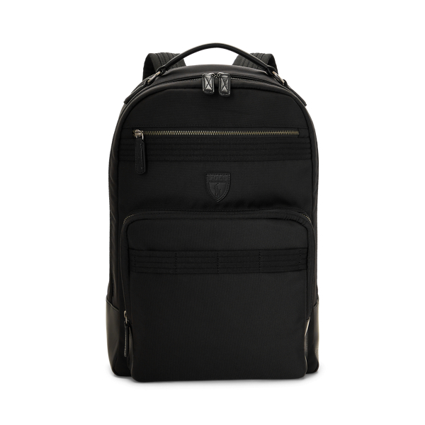 Mochila de viagem com acabamento em couro