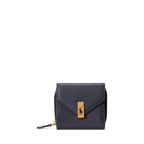 Portefeuille compact Polo ID en cuir