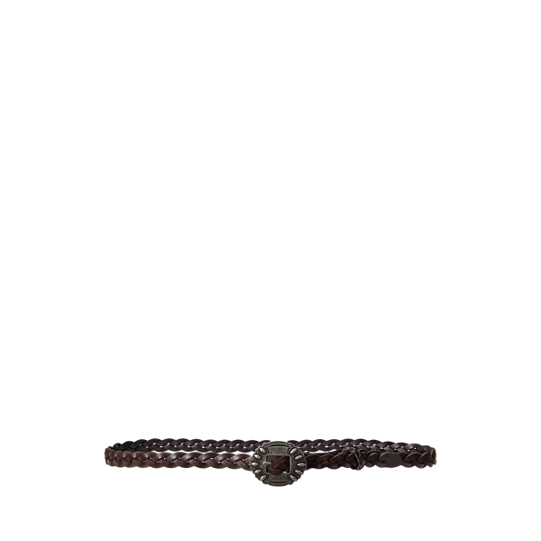 Slim Braided Calfskin Belt