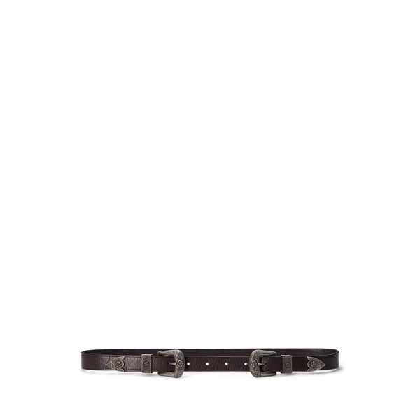 Western Calfskin Double-Buckle Belt