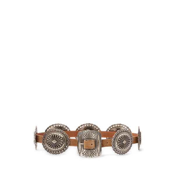 Metal-Accent Suede Belt