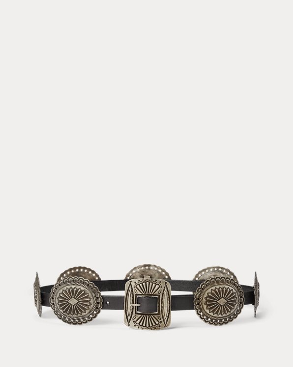 Metal-Accent Leather Belt