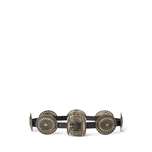 Metal-Accent Leather Belt