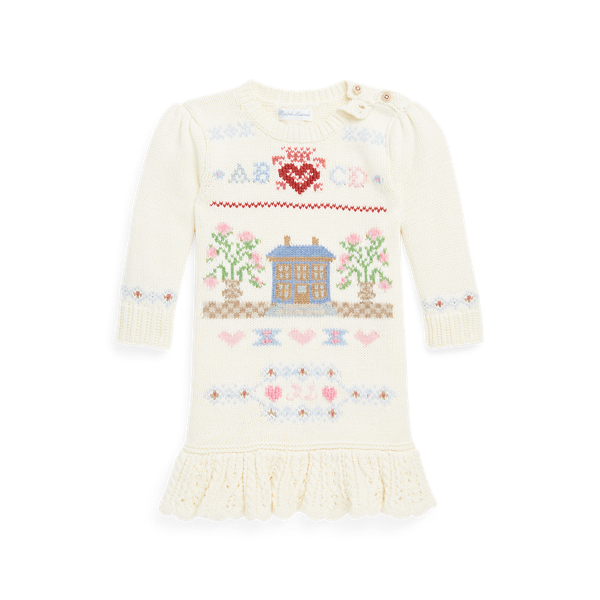 Intarsia-Knit Home Cotton Jumper Dress