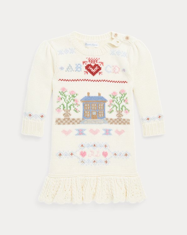 Intarsia-Knit Home Cotton Jumper Dress