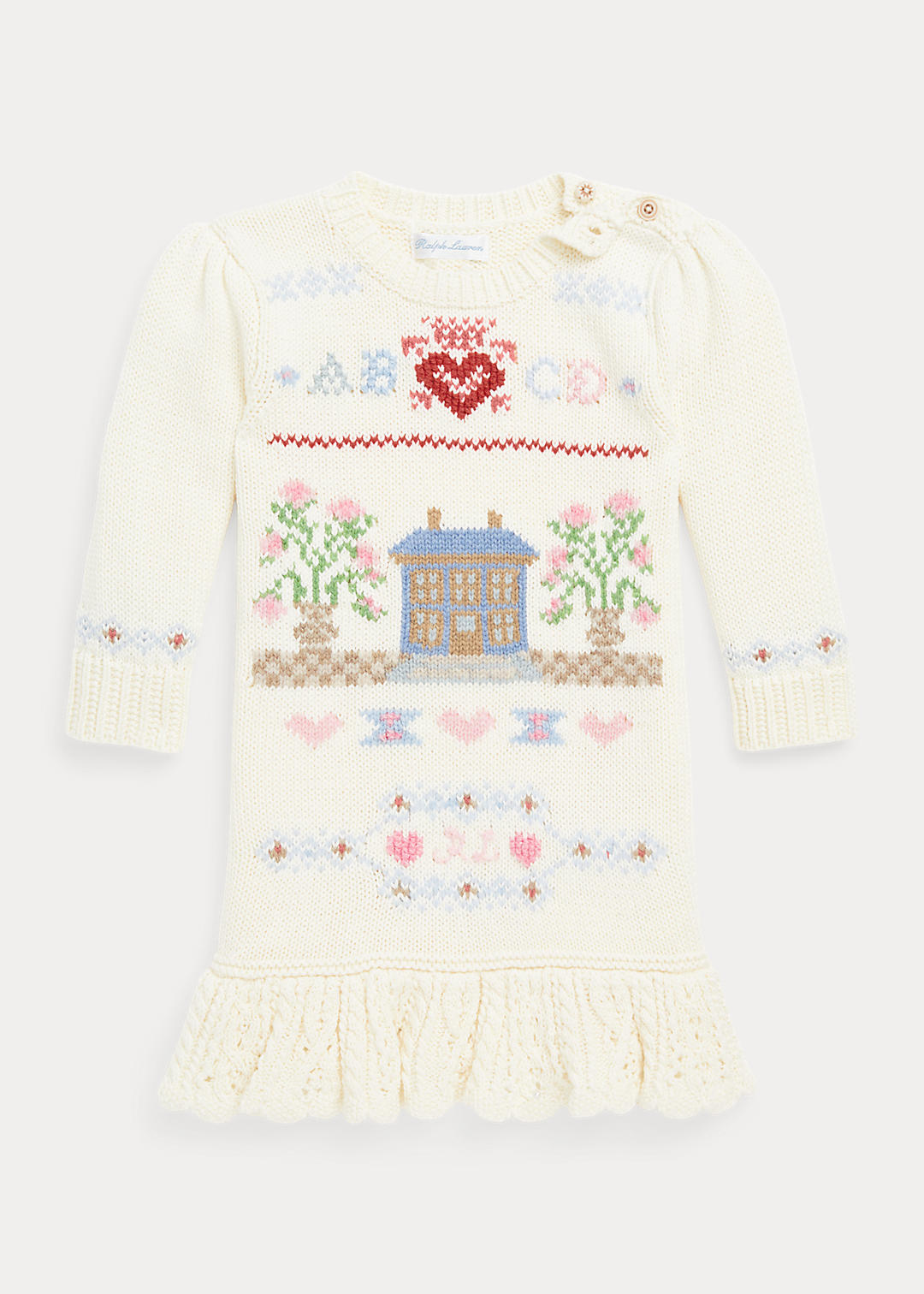 Intarsia-Knit Home Cotton Sweater Dress