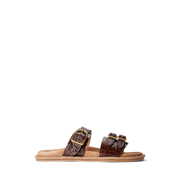 Ezra Crocodile Embossed Leather Sandal