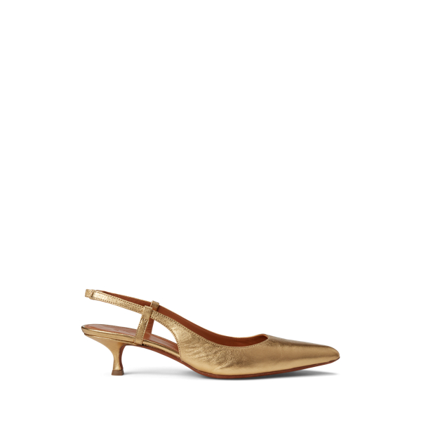 Sapatos Slingback de couro napa metalizado