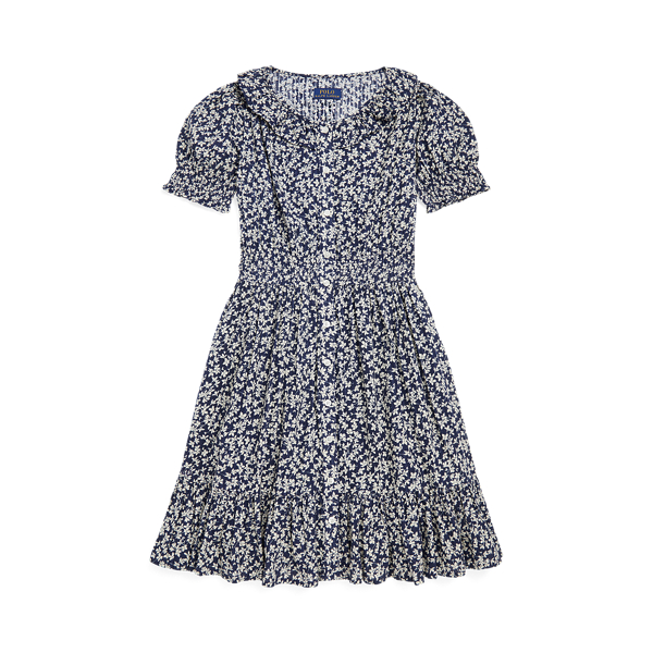 Vestido floral de algodão dobby
