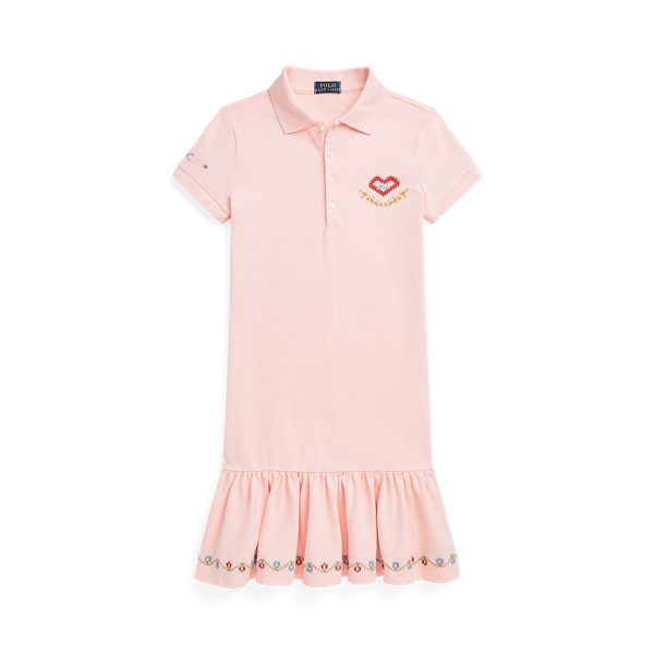 Embroidered Mesh Polo Dress