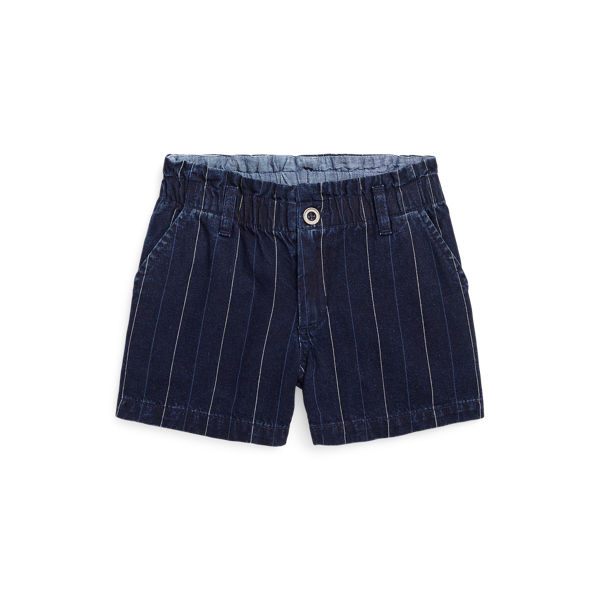 Striped Cotton Twill Paperbag Short