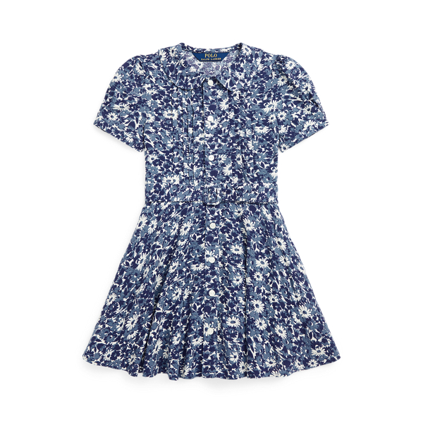 Vestido camiseiro floral com pregas