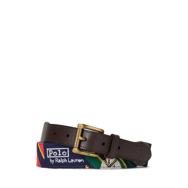 Ceinture Polo Bear rayé brodé