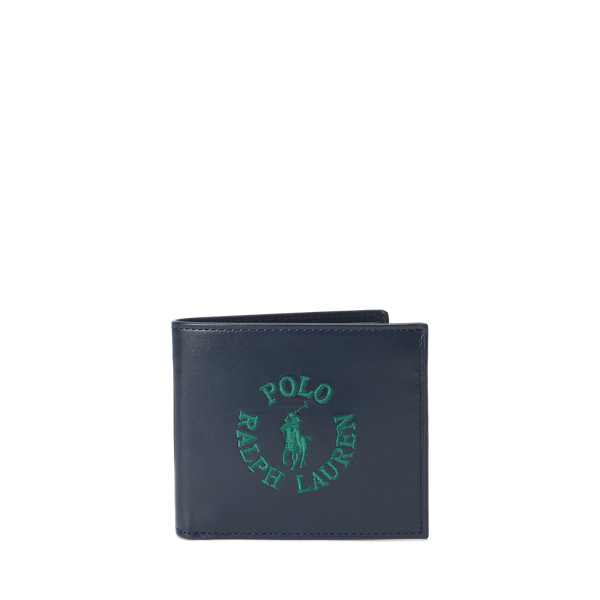 Portefeuille à logo en cuir nappa