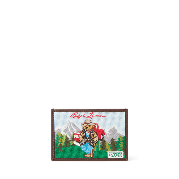 Polo Bear Western Needlepoint Card Case