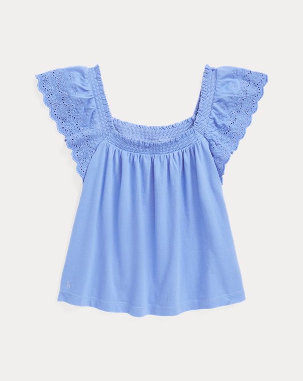 Eyelet-Embroidered Cotton Jersey Top