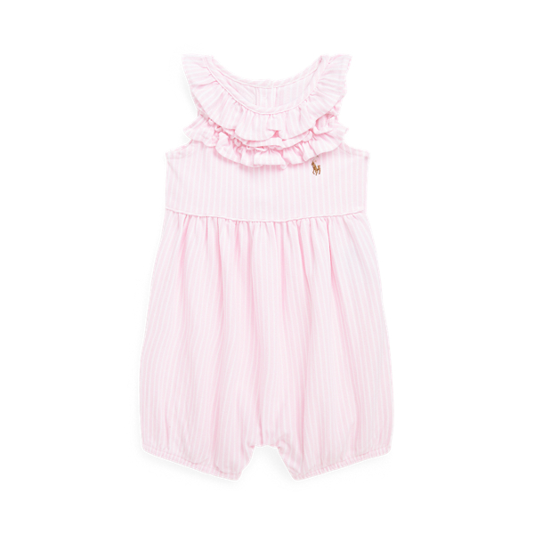 Striped Ruffled Mesh Bubble Shortall