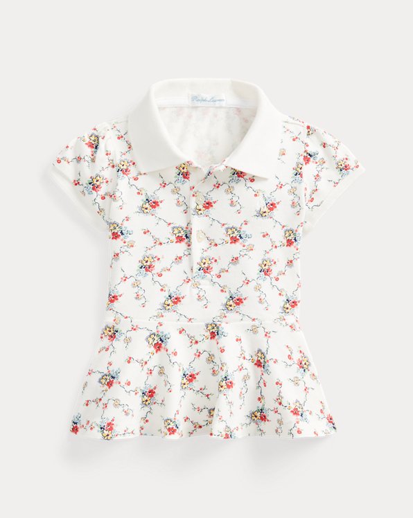 Camisa Polo peplo malha elástica floral