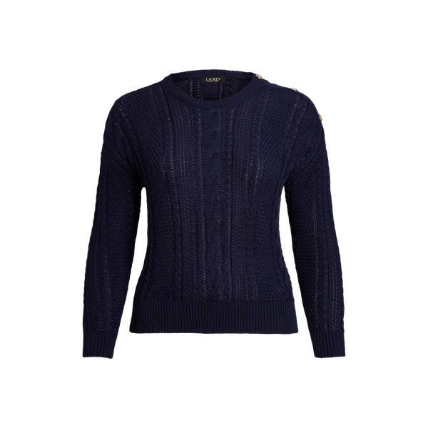 Lauren Woman Aran-Knit Cotton Sweater 2