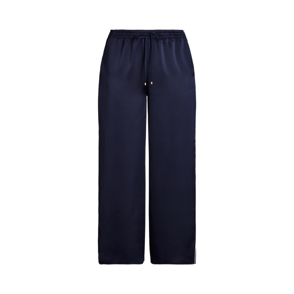 Side-Stripe Charmeuse Wide-Leg Trouser