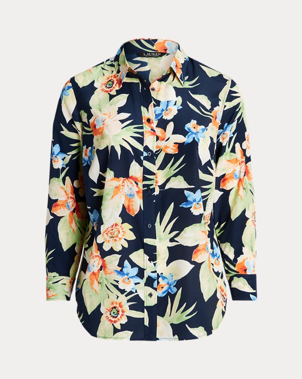Camisa em crepe floral