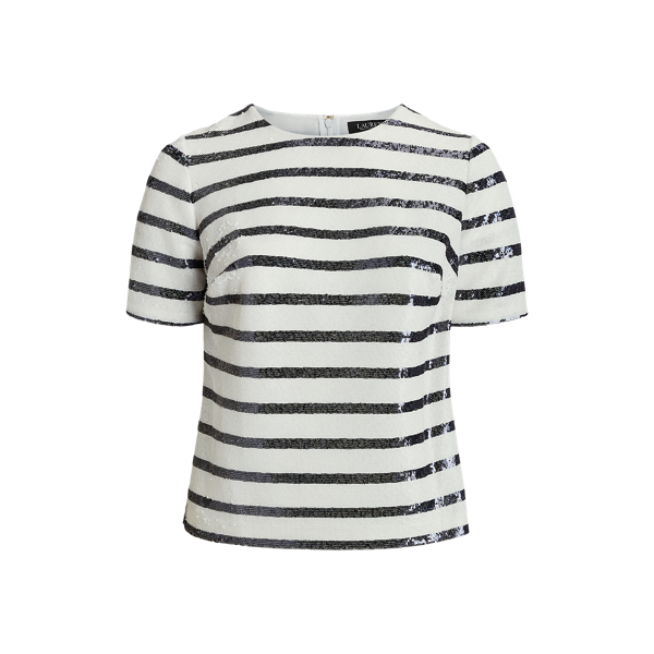 Chemisier VERO MODA Rayé Blanc Et Bleu - Manches Courtes - Taille L - Occasion Très Bon état
