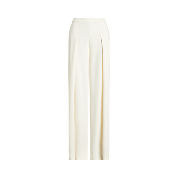 Pleated Crepe Wide-Leg Trouser