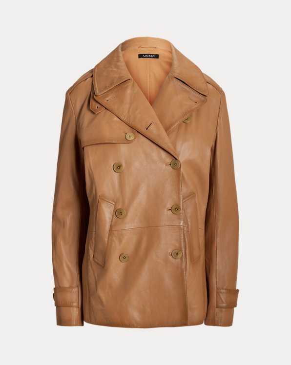 Double-Breasted Nappa Leather Coat