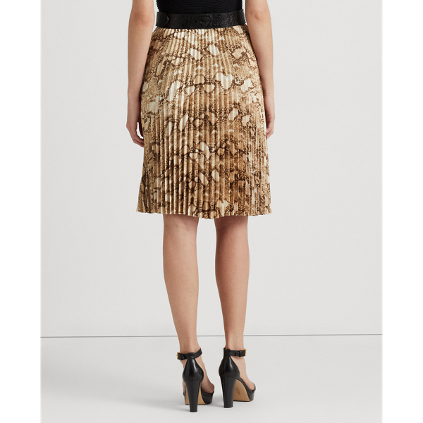 Lauren Geplooide charmeuse rok met slangenprint 4