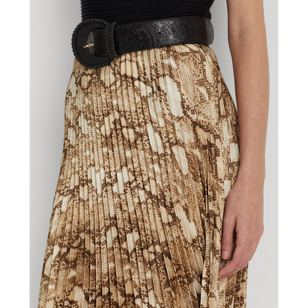 Lauren Geplooide charmeuse rok met slangenprint 5